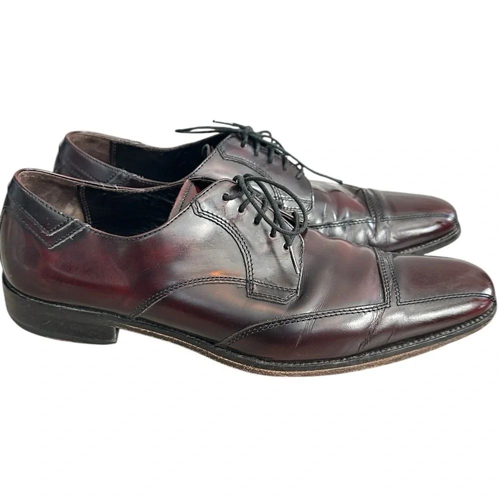 Johnston and Murphy Dress Shoes Burgundy leather tie Oxford Sz 9